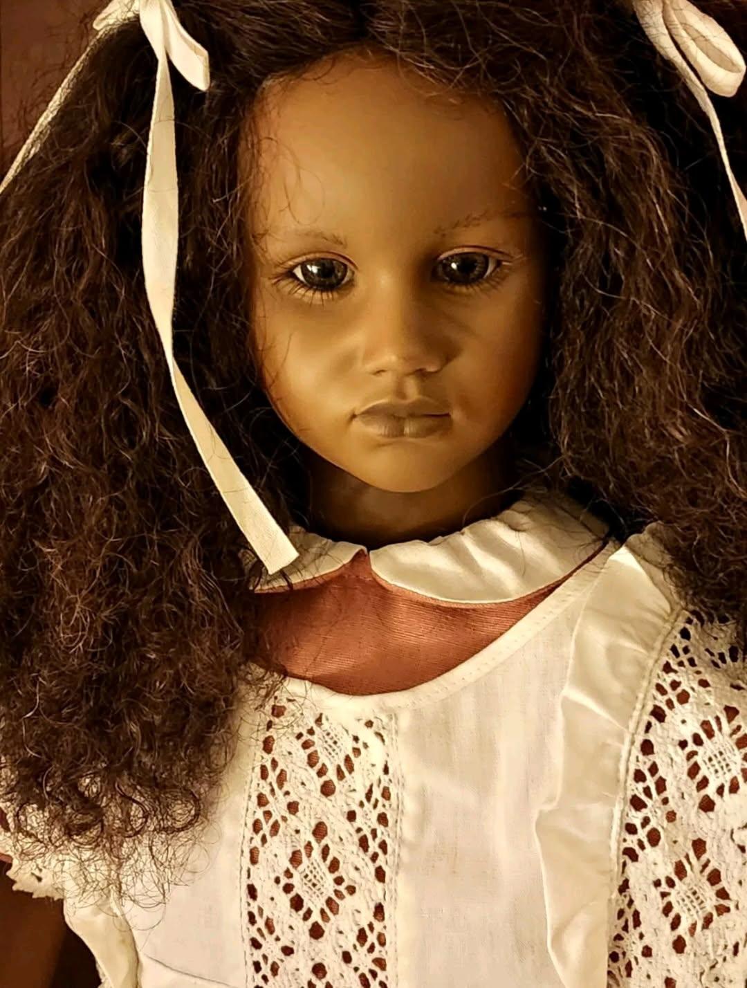 Voo Doo type Annette Himstedt 3809 Barefoot Children Fatou 26” Puppen Kinder Girl Doll COA